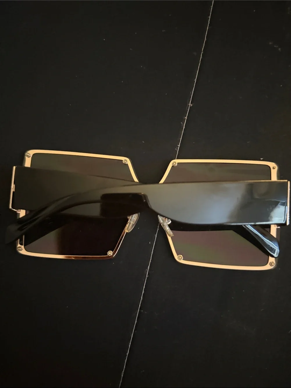 Oversized Rimless Shield Sunglasses in Iridescent Smoke